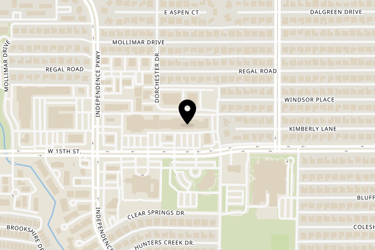 Map showing the location of Mauro's Grill & Cafe Filipino Cuisine on 2719 W 15th St in Plano